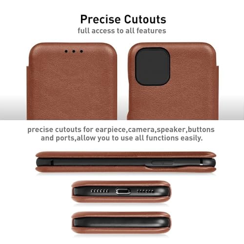 Image of WHITBULL Slim Magnetic Closer Stand Leather Flip Case Cover Compatible with Motorola Moto Edge 60 Pro 5G - Brown