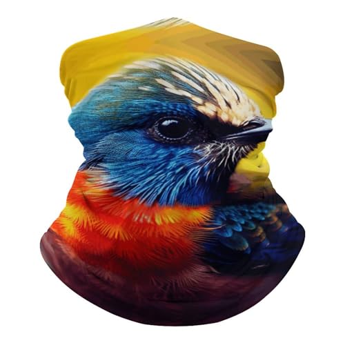 Cubrebocas tipo cuello transpirable a prueba de viento con ilustración colorida de pájaros, máscara balaclava para hombre y mujer