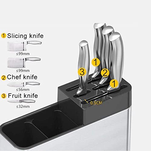 Image of Stainless Steel Spoon Holder - Spoon Stand for Kitchen Steel - Countertop Holder for Spoons, Forks, Knives, Spatula - 15L x 10W x 10H cm (Black)