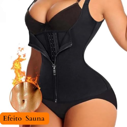 Cinta Modeladora Ajustável Dupla Compressão Corset Premium (Preto, 3XL)