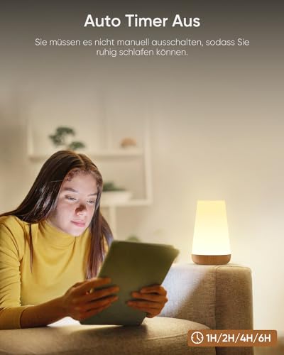 Bonsery Nachttischlampe 2er Set, Led Nachttischlampe Touch Dimmbar USB Aufladbar mit Fernbedienung, Nachtlicht Kinder mit 13 Farben 3 Modi, Tischlampe Kabellos mit Timer für Schlafzimmer Wohnzimmer