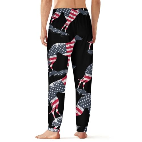 Greyhound Dog U.S.A. Flag Men's Pajama Bottoms Sleep Lounge Soft Comfy Pants Sleepwear3