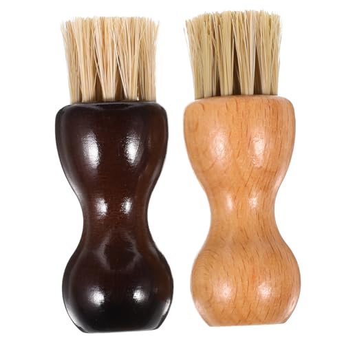 BESPORTBLE Cepillo para Zapatos 2 Piezas Cepillo Aplicador De Madera y Oscura Limpieza y Pulido Hombres Mujeres Portátil Compacto Cerdas Suaves
