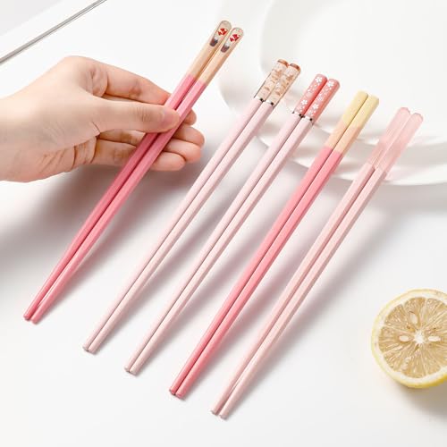 5 Pairs Pink Fiberglass Chopsticks, Non-Slip Reusable - Image 4