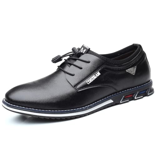 Image of COSIDRAM Mens Business Dress Shoes Casual Slip-on Comfort Walking Shoes | Practical elastic quick-lace design, sleek upper silhouette, easy to match jeans and trousers for business casual daily looks