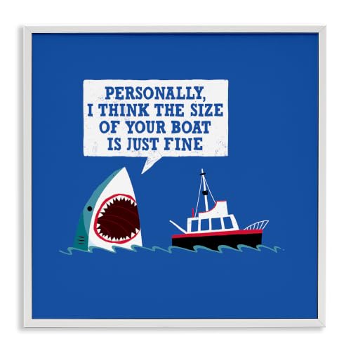 Stupell Industries Silly Shark Eating Boat Ship Blue Ocean Waves, Design by Michael Buxton