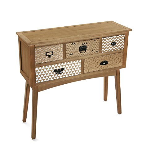 Mimma Mesa de Entrada Recibidor Consola Pavia, Pino, Marrón, Negro y Blanco, 84,5 x 30 x 90 cm