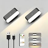 Alinana 2 Piezas Aplique Pared Interior, Lámparas Pared sin Cable 3 Colores Regulables, Lampara Pared sin Recargable, Rotación 360°, Luz LED Sin Cable para Dormitorio, Salón, Pasillo y Escalera, Negro