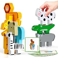 Montessori Toys for 1 2 3 Year Old Boys Girls Gifts: Wooden Animal Stacking Toys for Toddlers - Building Blocks Toys for Infants Age 2 3 4 - Birthday Gifts for 1 2 3 Year Old Boys Girls Presents
