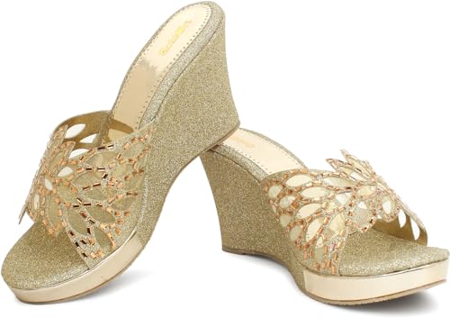 Image of Action Women's Butterfly Crystal Embellished Clear Stiletto Sandals| Gold Glitter Heel| Height| Copper