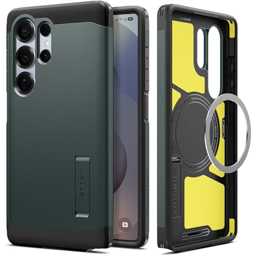Image of Spigen for Galaxy S25 Ultra Case, Tough Armor MagFit [Kickstand] [Compatible with MagSafe] [Military-Grade Protection] - Abyss Green