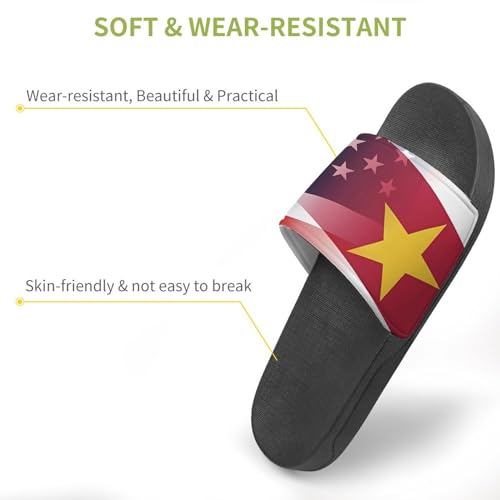 Flag of Suriname And U.S. FLAG House Sandals Non-Slip Bathroom Slippers Beach Summer Shoes for Men Women3