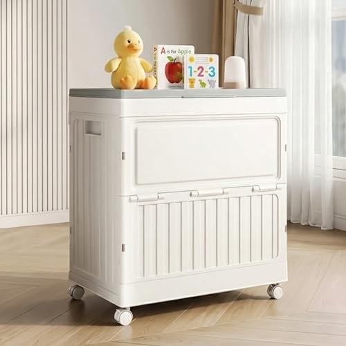 Image of TEX-RO 150 Ltr Large Plastic Storage Box and Organiser with Wheels | Foldable Trunk Box for Storage, Clothes, Blankets | Waterproof Outdoor Balcony Storage Cabinet with Lid (White & Grey)