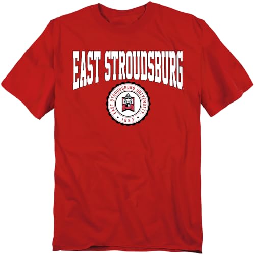 LOGOVISION East Stroudsburg University Collegiate Seal Unisex Adult T Shirt, Red, Large