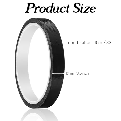 Image of 1 Roll Black Heat Resistant Tape, High Temperature Heat Transfer Tape PTFE Film Adhesive Tapes Waterproof Smooth Surface 1 /2 inch Width, 10m / 33ft Length, Black 0.5 inch Width