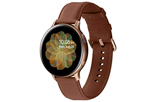 Image of Samsung Galaxy Watch Active 2 (Bluetooth, 44 mm) - Gold, Steel Dial, Leather Straps