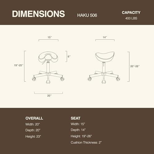 Image of Haku 506 Series Ergonomic Saddle Stool, Adjustable Pneumatic Swivel Rolling Stool with Wheels for Salon, Medical, Spa, Tattoo, Home and Office, Grey
