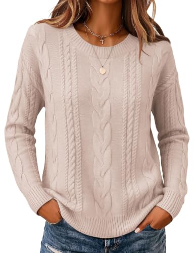 Zeagoo Cream Sweater Womens Trendy Business Cable Knit Chunky Fall Pullover - image 1