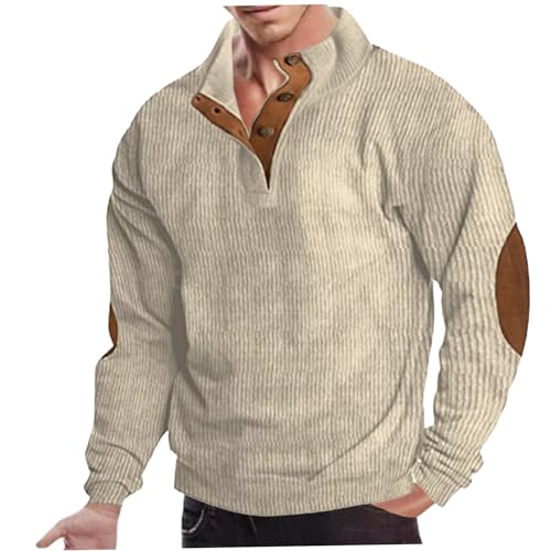 Sweat-shirt homme manches longues hiver, pull col rond épais et chaud