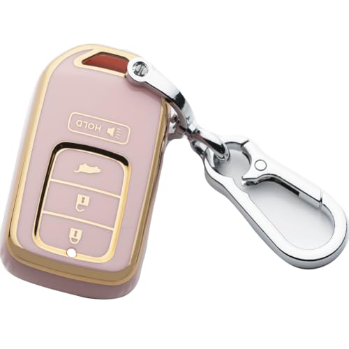 WTSHOPME Key Fob Cover Keychain for Honda 2014-2022 HR-V Fit Pilot Odyssey LX EX 4 Buttons Smart Key