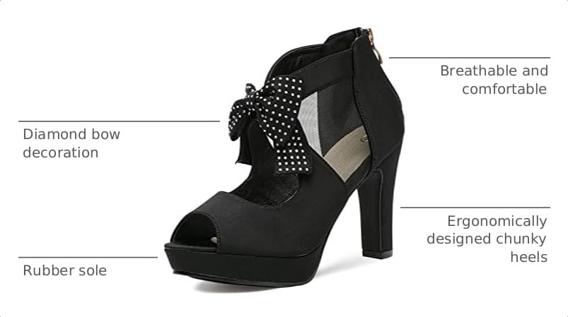 Image of GATUXUS Open Toe Women Platform High Heel Shoes Bows Strappy Sandals