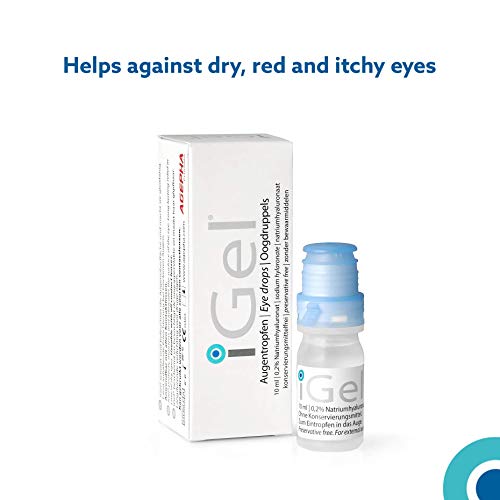 Gouttes pour les yeux secs et lentilles de contact IGel® | Larmes artificielles pour les yeux rouges et irrités | Gouttes pour les yeux à l'acide hyaluronique | Gouttes pour les yeux sans conservateur - Image 9