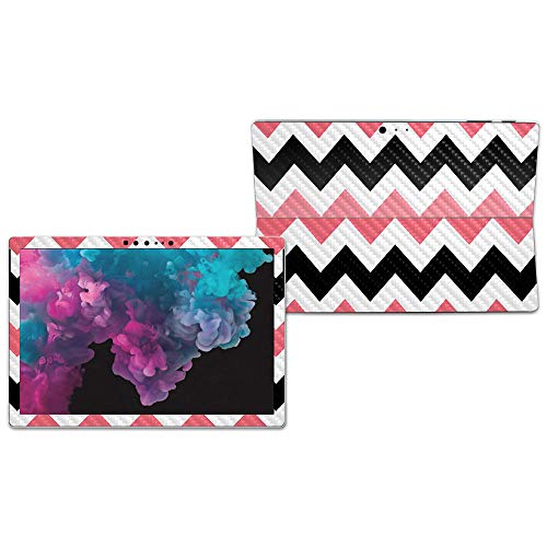 Image of MightySkins Carbon Fiber Skin for Microsoft Surface Pro 6 - Black Pink Chevron | Protective, Durable Textured Carbon Fiber Finish | Easy to Apply, Remove, and Change Styles | Made in The USA