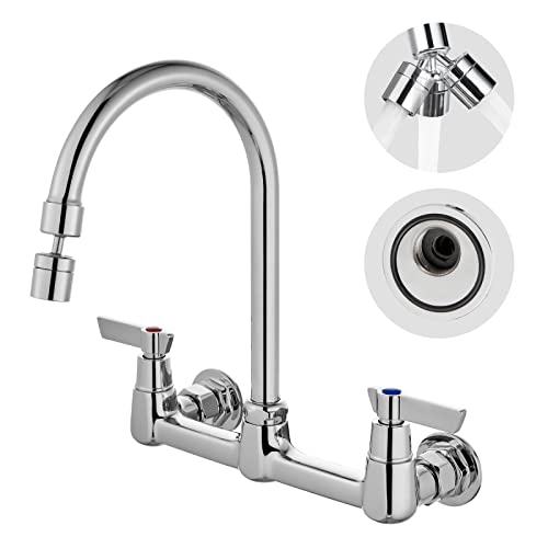 Airuida 8 Inch Chrome Polish Wall Mount Kitchen Sink Faucet