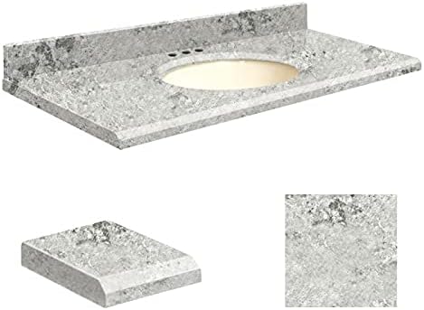 Transolid Q4322-6C-E-B-8 Quartz 43-in x 22-in Bathroom Vanity Beveled Edge, 8-in Centerset, Winter Wonder Top, Biscuit Bowl