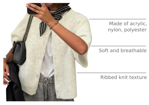 Image of Women Knitted Crop Cardigan Shirt Short Sleeve Button Down Ribbed Knit Crop Top Y2k Girls Outwear Top Tee Shirt