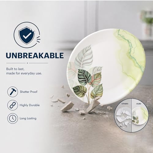 Image of Golden Fish 12 Pieces Dining Set for 4 | Full Plates with Veg Bowls & Eating Spoons Combo | Basic Dinnerware Set for Daily Meals | Lightweight, Easy to Use & Ideal for Home, Hostel & Gifting