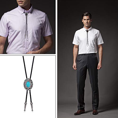 Yadoca 4Pcs Bolo Tie For Men Western Cowboy Leather Necktie Handmade Round Shape Bolo Tie Natural Star Halloween Costume Accessories For Men Women #TOP4