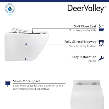 DeerValley Hänge WC Spülrandlos Toilette Schwarzes WC Set mit Vorwandelement Geräuscharm, WC Sitz mit Absenkautomatik, Glatte Keramikoberfläche – Bild 6