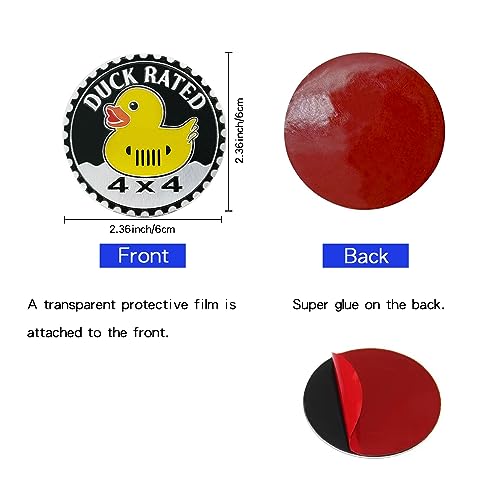 Image of EDINGM 2 PCS Duck Rated Car Emblem, 4x4 Metal, Yellow, Universal, Compatible with Jeep Wrangler, Truck, SUV, RV