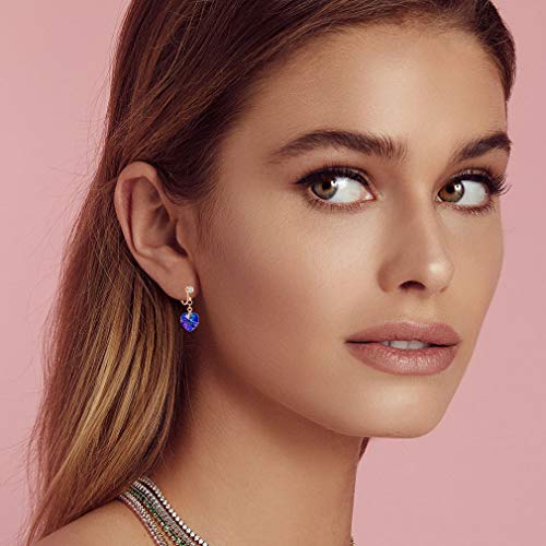 Aretes clip on corazón cristal austríaco en oro rosa 14K miniatura 2