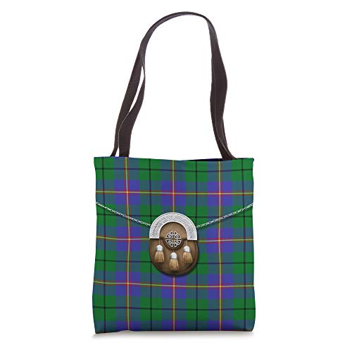 Scottish Clan Carmichael Tartan Plaid With Sporran Tote Bag
