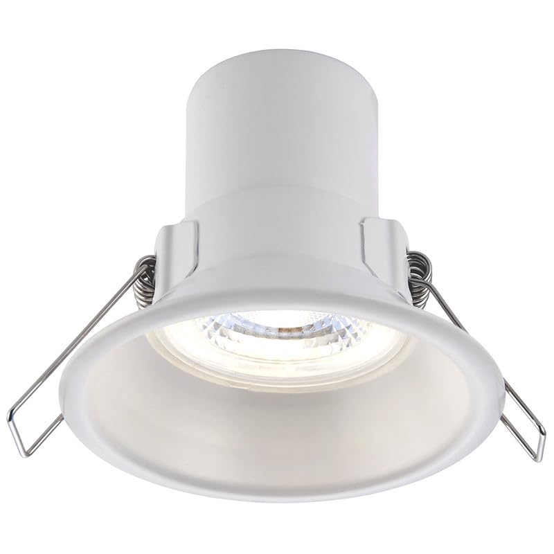 National Lighting Fire Rated Downlight, Cool White Dimmable Spotlight, IP65 Rated for Bathroom, Shower, Kitchen, Living Room, 5.5W Led Anti-Glare 500LM 3000K - Pack of 1