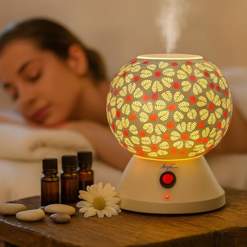 Image of Signamio Hand Made Table Top Camphor Diffuser Burner - Kapoor Dani Electrical Aroma Oil Diffuser Night Lamp - Kapoor Machine for Home & Office DN-4 (Aroma Oils not Included)