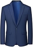 MAGE MALE Men's One Button Suit Jacket Elegant Solid Color Blazers Slim Fit Lightweight Sport Coats Blazer Navy Blue