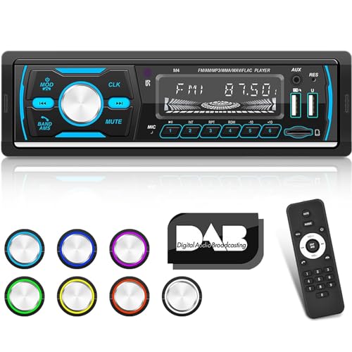 Autoradio DAB 1 Din con Bluetooth e USB/AUX