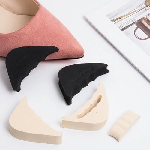 Plantillas ajustables para zapatos, 4 pares, negro y beige miniatura 6