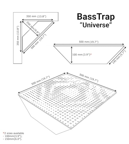 2 Pack — Trampas Acústicas para Bajos "UNIVERSE- Horizont" para Esquina de Techo | Absorción de Sonido en Rango Bajo | Bloque Esquinero para Estudio en Casa y Teatro | [ x2 UNIVERSE-H-150mm, Blanco ] miniatura 4