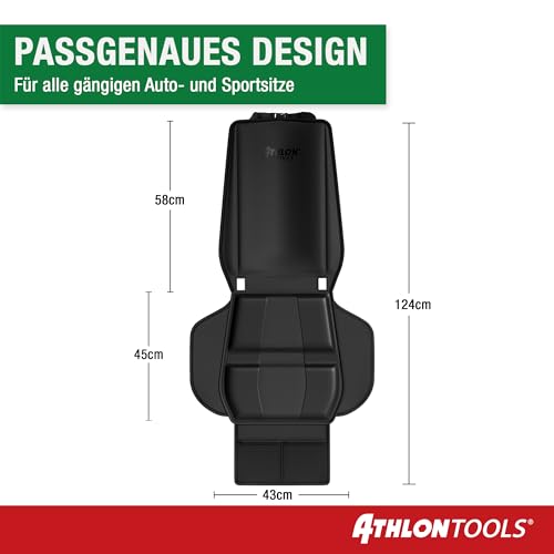 ATHLON TOOLS Kindersitzunterlage Auto mit Seitenschutz - Optimale Passform - Isofix kompatibel - Dick gepolstert - für Kindersitze, Babyschalen und Sitzerhöhungen - Patentiertes Design aus Hamburg