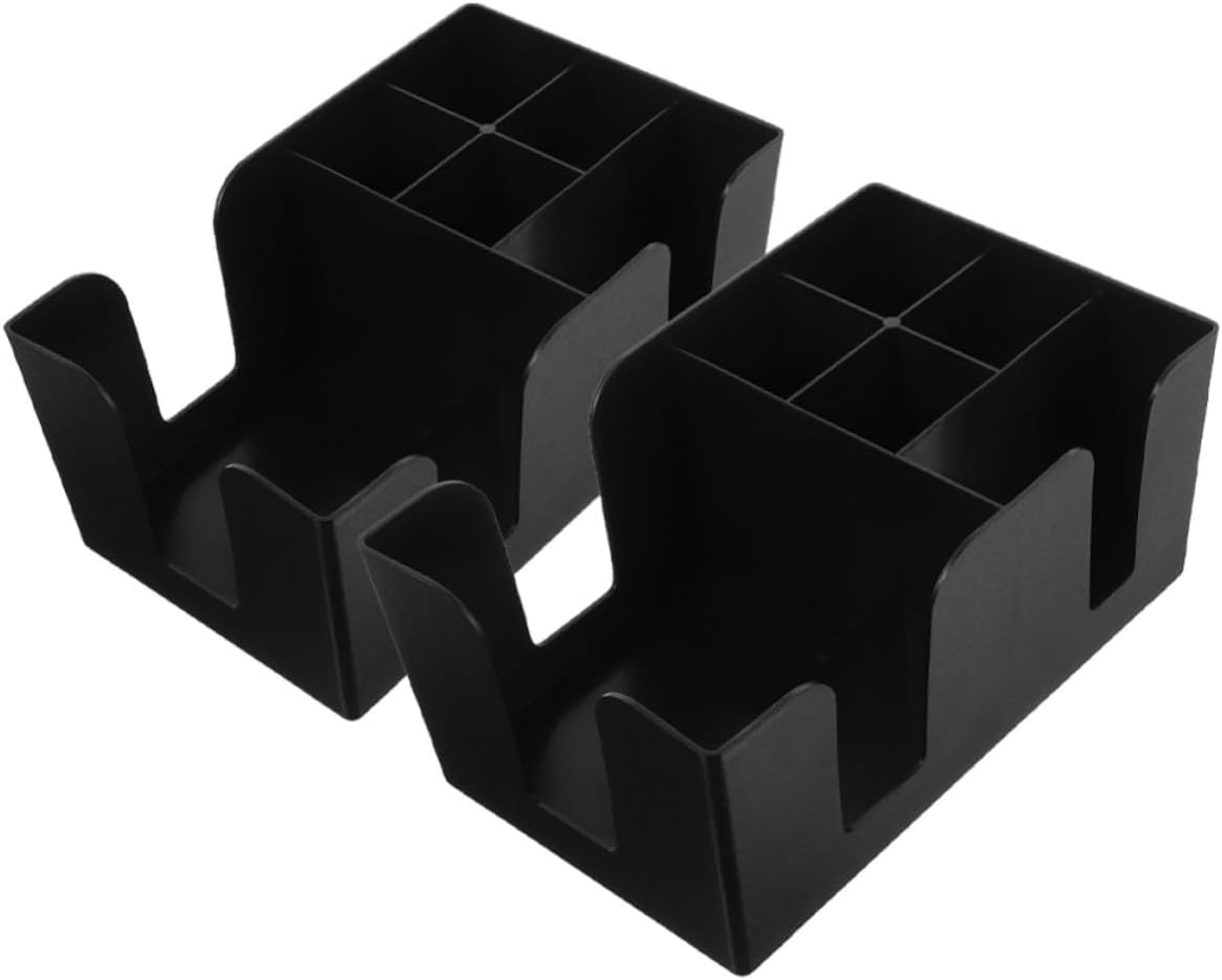 TIDTALEO Tea Bag Holder Organizer Box Paper Cups 2pcs Black Pp Material with Multi-compartment Design for Organizing Tea Bags and Straws for Coffee Bar and Home Decoration