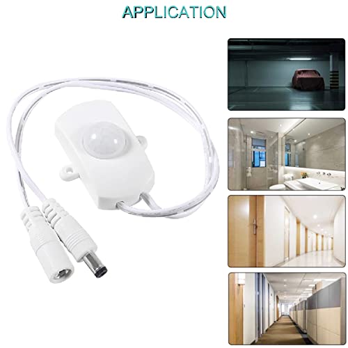 Dkardu 2 Pcs Mini Pir Led Motion Sensor Dc 12V-24V 5A Pir Motion Activated Sensor Light Switch With Male And Female Dc Power Connectors For Led Strip Light #TOP6