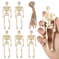 NQEUEPN 6pcs Mini Skeletons for Halloween, Funny Small Skeleton Model Miniature Skeleton Figurines Haunted House Props Parties Decoration Supplies