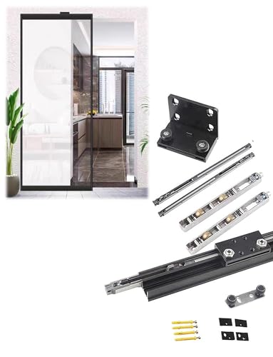 Generico Set Completo di ferramenta for Porte Invisibili Ghost, Binario Nascosto a Chiusura Ammortizzata a 2 Vie for Porte in Legno/Alluminio, Facile Installazione(120cm/3.9ft)