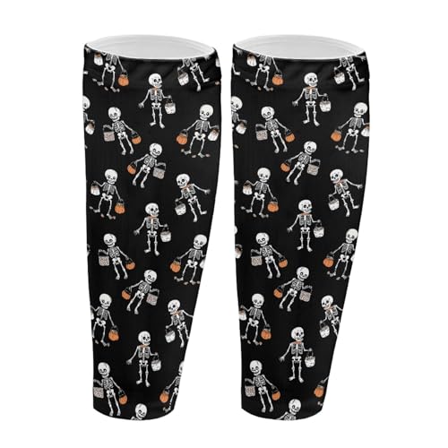 TOADDMOS Halloween Skull Pumpkins Calf Compression Sleeve Men & Women Gfits Elastic Softness Shine Splints Varicose Vein & Calf Pain Relif