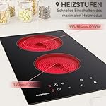 Glaskeramikkochfeld mit 2 kochfelder 29,5cm, 9 Heizstufen, Berührungssteuerung, Kindersicherung, Timer, Geeignet für alle Kochgeschirre, 3400W – Bild 5