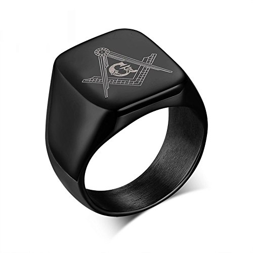 Buy Asma Jewel House Rock Stainless Steel Black Color Big Masonic Ring